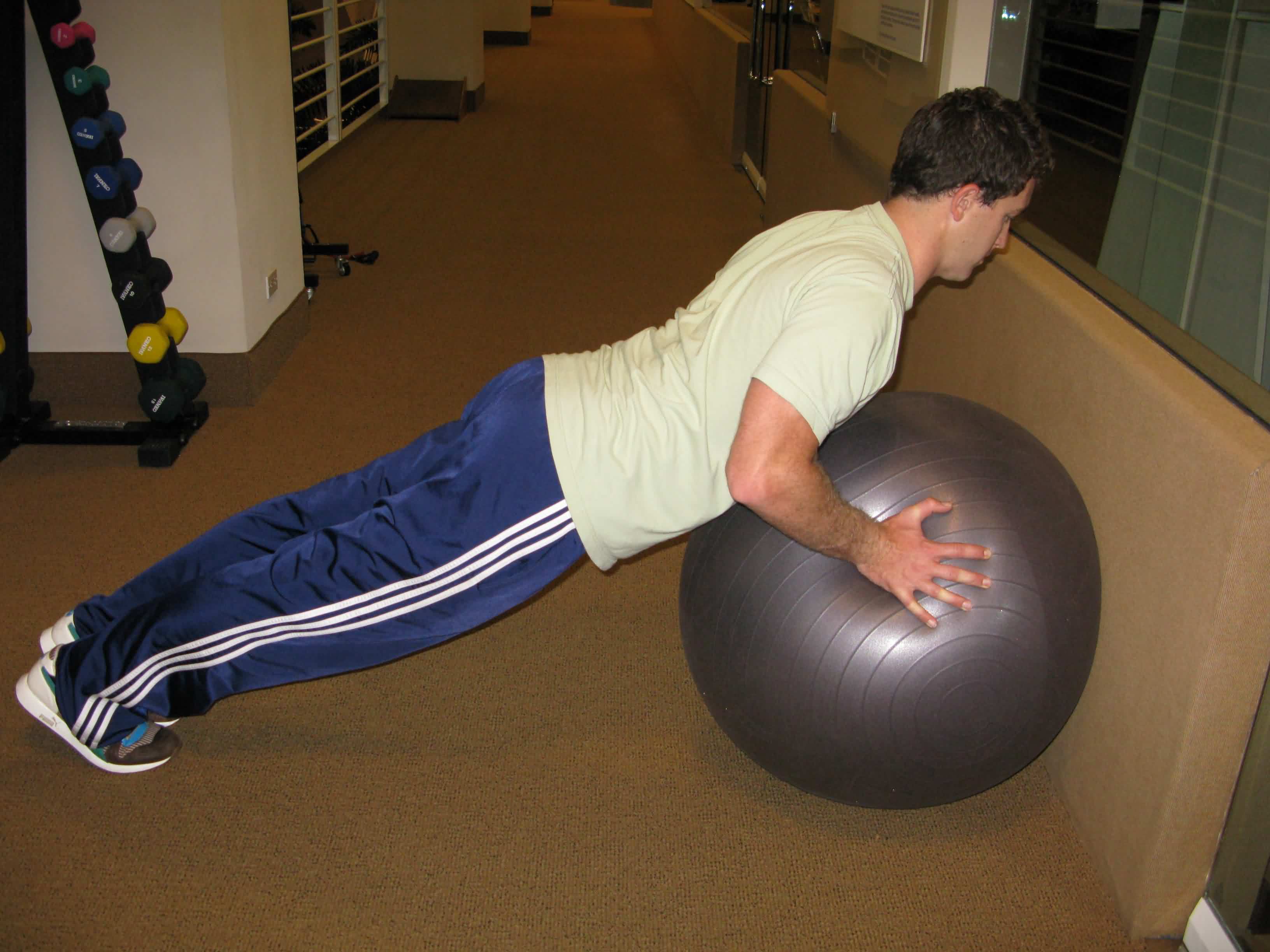 incline pushup on swiss ball